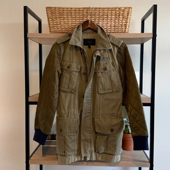 J. Crew Quilted Sleeve Boyfriend Fatigue Field Utility Jacket, XS - Picture 2 of 9